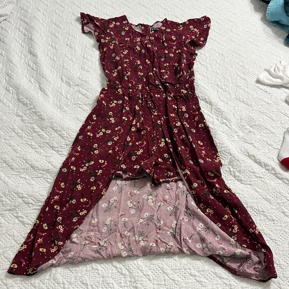 Art Class Burgundy Floral Kids Dress